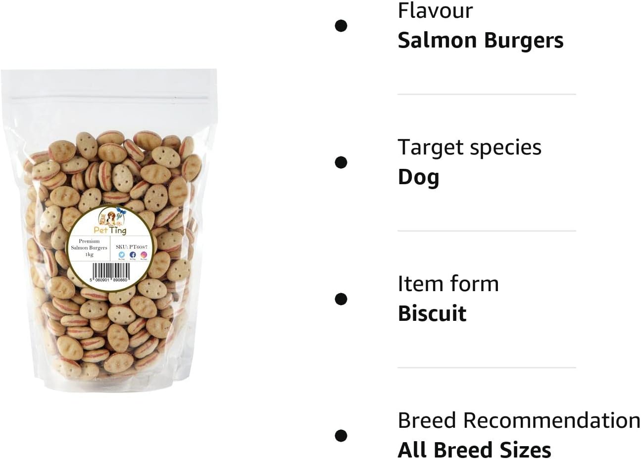 Salmon Burgers Dog Biscuits 1kg