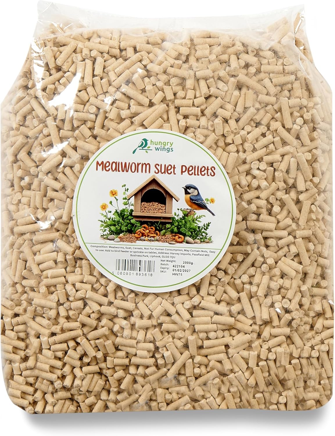Wild Bird Food (2kg, Mealworm Suet Pellets)