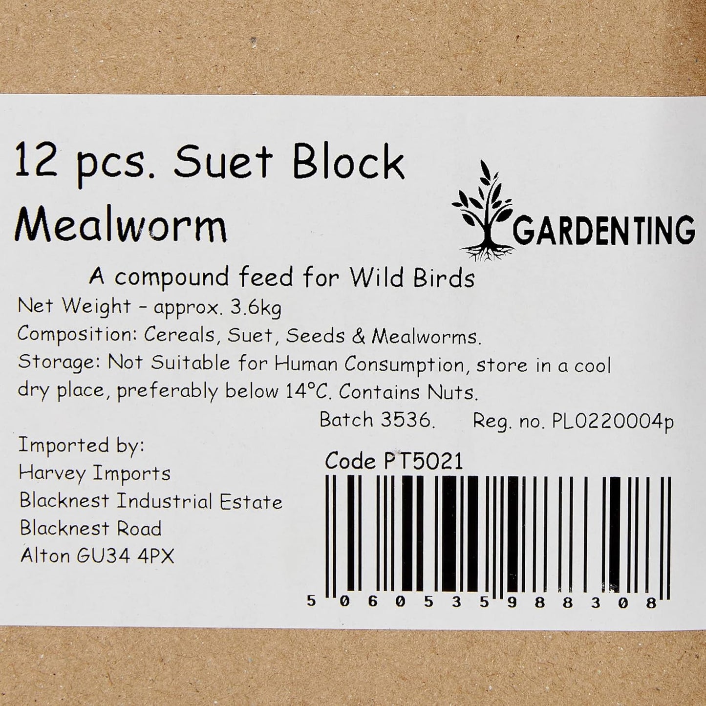 Garden Ting Mealworm Suet Block Wild Bird Treat, 12 x 300g