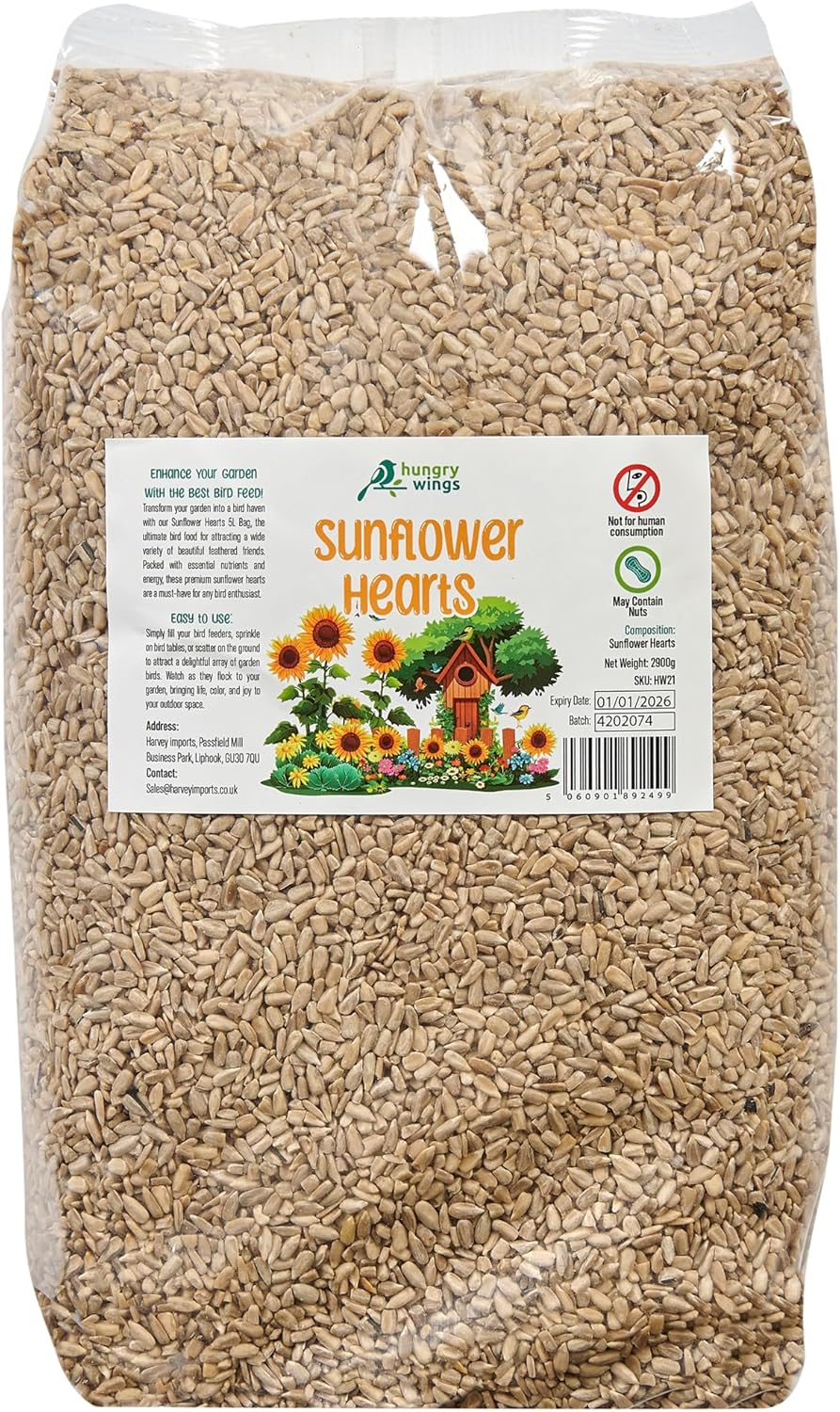 Premium Wild Bird Food 5L Refill, (5L Bag, Sunflower Hearts)