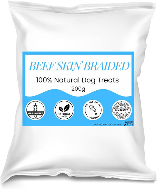 Premium Natural Dog Treat (200g, Beef Skin Braided)