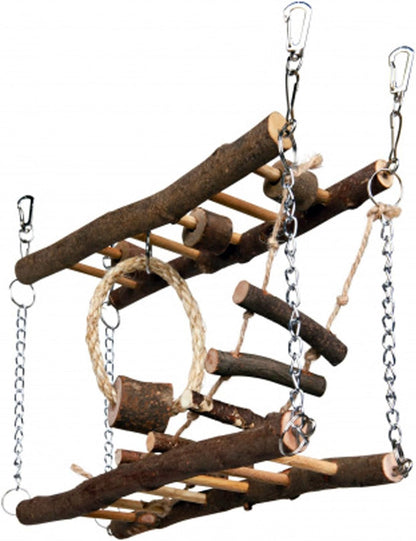 Pet Ting Natural Living Suspension Bridge Small Pet Toy Exercise Play Wood Rope
