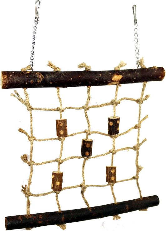 Pet Ting Natural Living Rope Climbing Wall 27 x 24cm - Bird Toy Wall Wooden - Finch Canary Budgie Etc