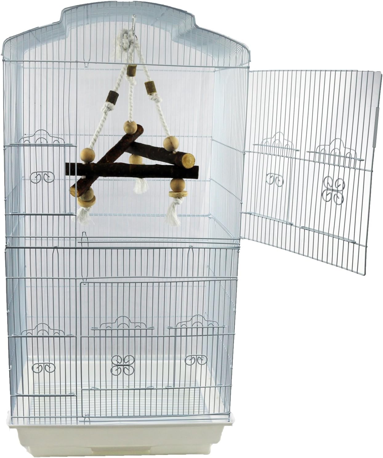 Pet Ting Natural Wooden Triangular Bird Swing Cockatiel Parakeet Bird Perch Rope 27x27x27 cm