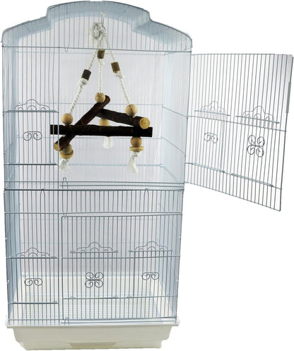 Pet Ting Natural Wooden Triangular Bird Swing Cockatiel Parakeet Bird Perch Rope 27x27x27 cm