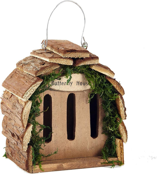 Wooden Butterfly Hotel House Natural Wood Hanging Garden Decoration