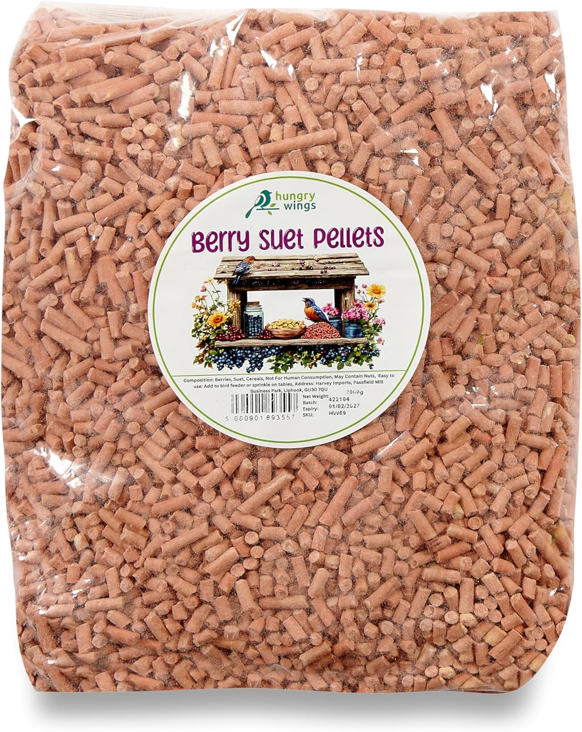 Wild Bird Food (2kg, Berry Suet Pellets)