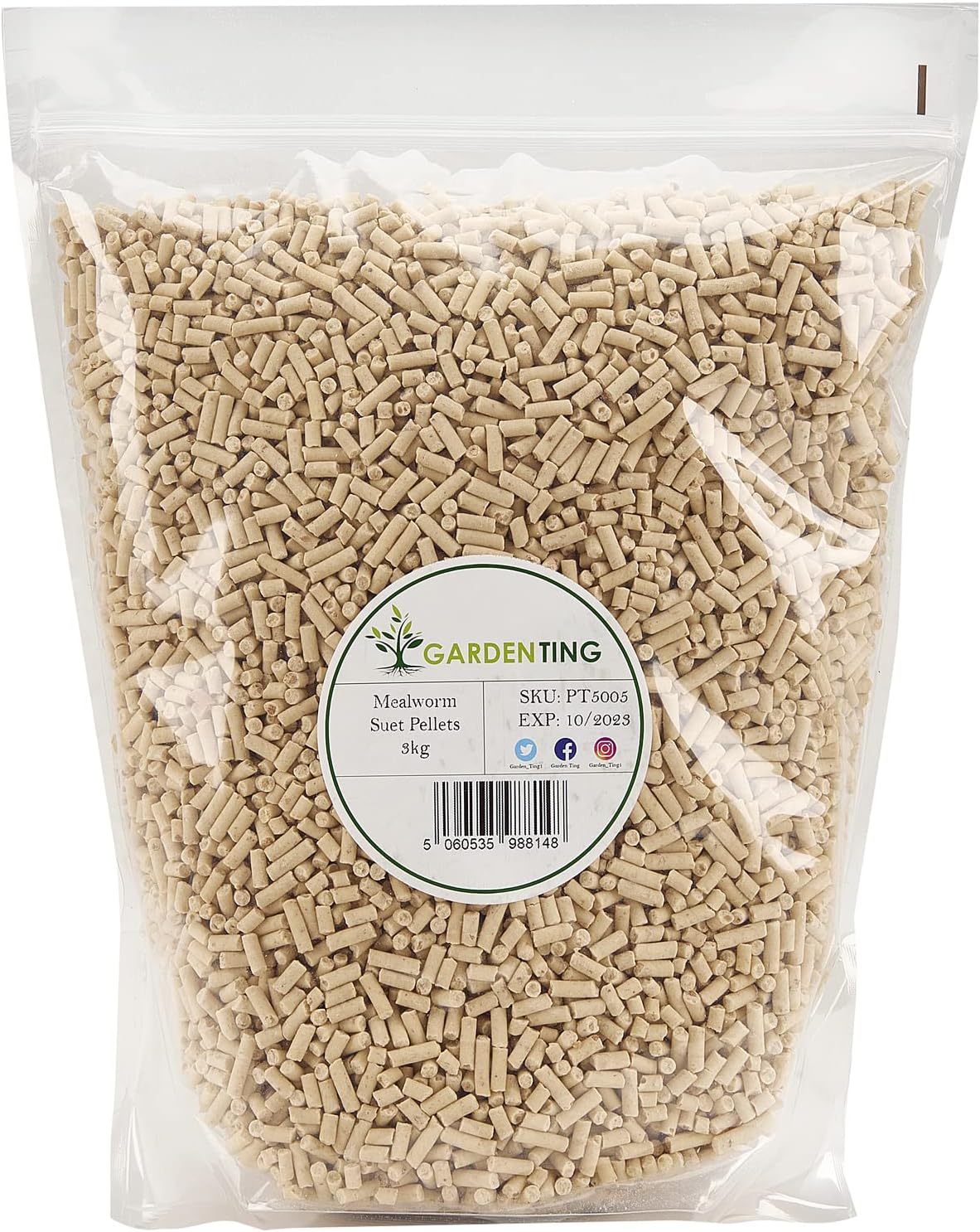 Garden Ting Mealworm Suet Pellets Wild Bird Food, 3kg