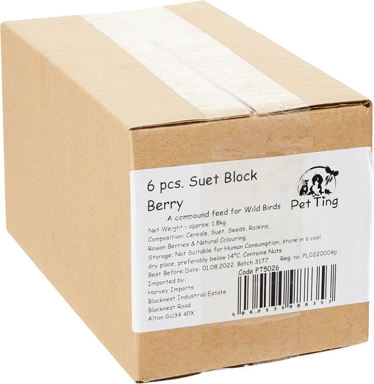 Garden Ting Berry Suet Block Wild Bird Treat, 6 x 300g