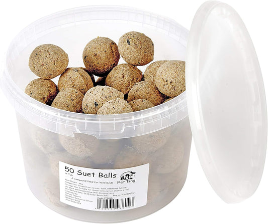 Garden Ting Premium Suet Fat Balls Wild Bird, Tub of 50,brown