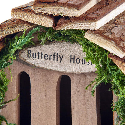 Wooden Butterfly Hotel House Natural Wood Hanging Garden Decoration
