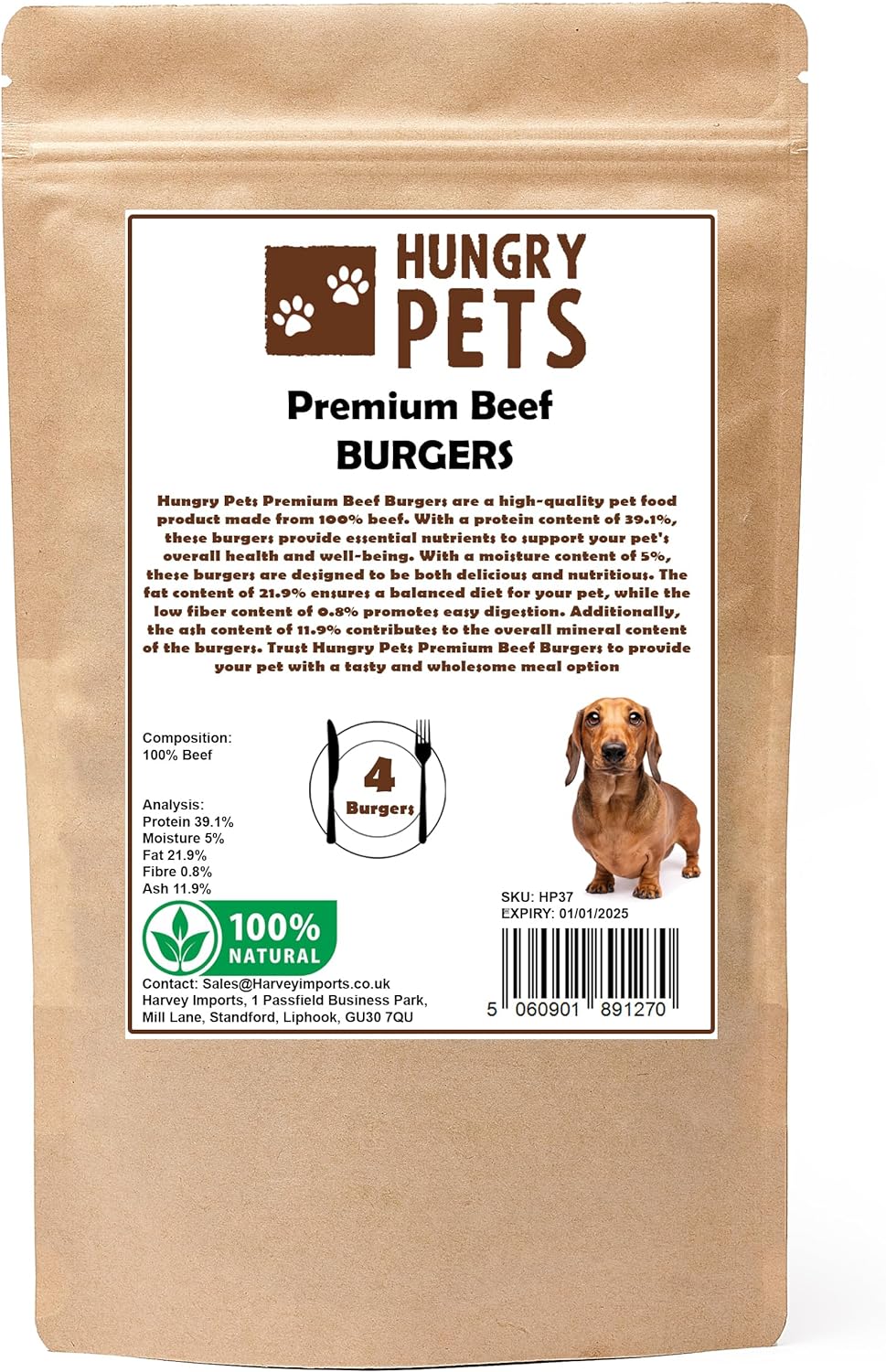 Beef Burgers Natural Dog Treat Harvey Imports