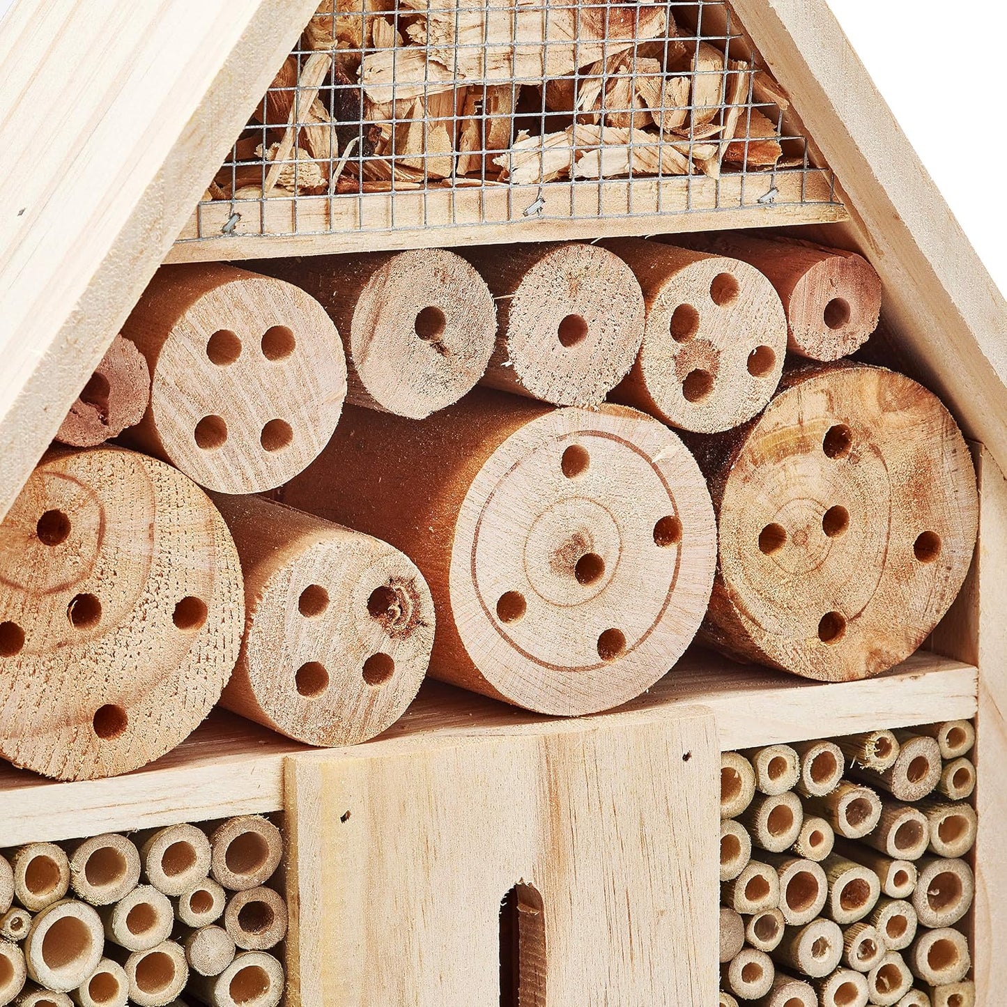 Wooden Insect Hotel Bee Butterfly Ladybird Box Aid Large Wood House 48CM