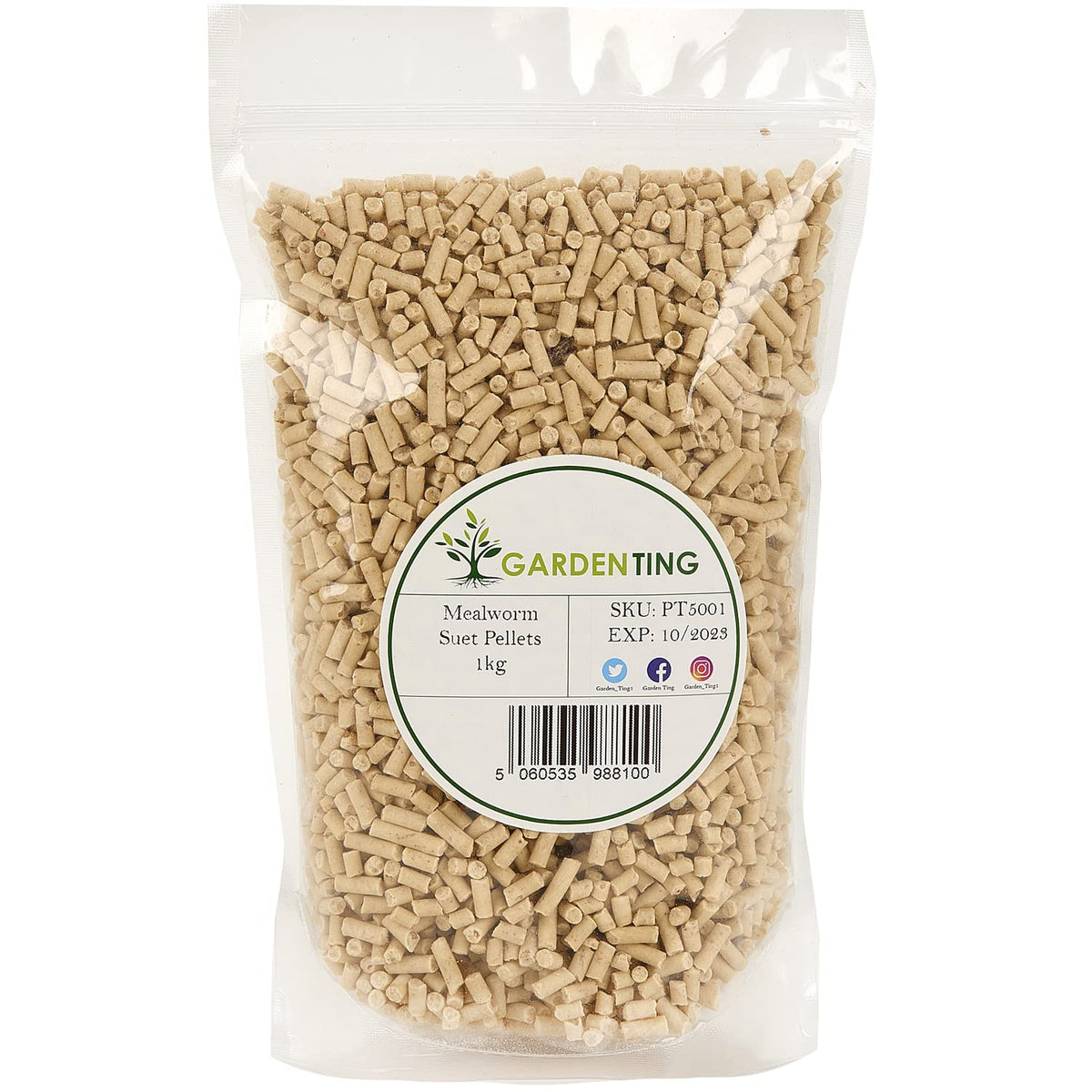 Garden Ting Mealworm Suet Pellets WIld Bird Food, 1kg